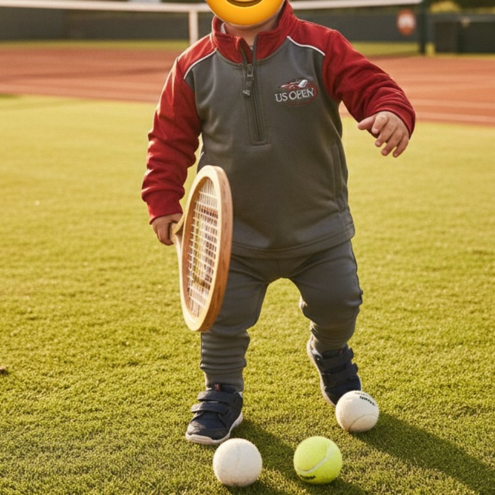 Official US Open Tennis Garb Gray Red Quarter Zip Toddler Pullover Size 2T
